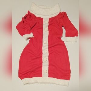 Red & White Santa Pom Pom Sweater Dress with Hat ~ Christmas Party